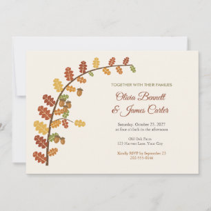 Eicheln und Eichenblätter Herbst-Hochzeitseinladun Einladung