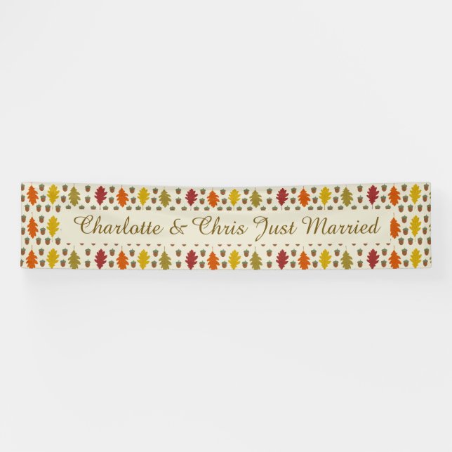 Eichen Blätter und Acorns Herbsthochzeit maßgeschn Banner (Horizontal)