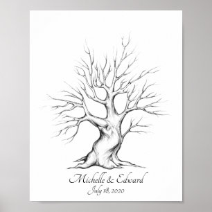 Eichen-Fingerabdruck-Baum für Jubiläumsposter Poster