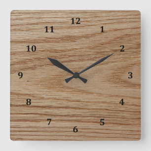 Eichen-Holz-Korn-Blick Quadratische Wanduhr