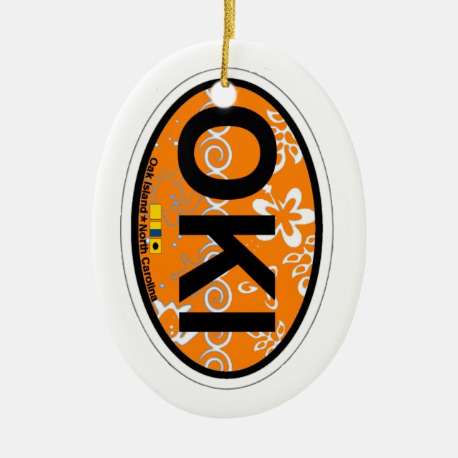 Eichen-Insel Keramik Ornament (Vorne)