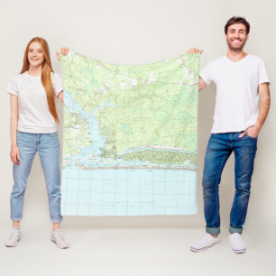 Eichen-Insel-North Carolina Map (1990) Fleecedecke