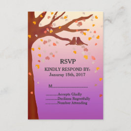 Eichen lieben Vogelherzen Hochzeit RSVP Liebe1 Karte