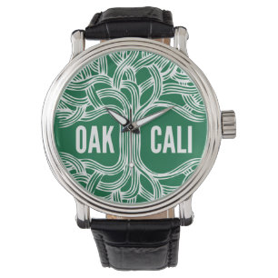 Eichen-Uhrentwurf Oaklands Kalifornien Armbanduhr