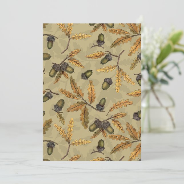 Eichen und Eichen-Blätter auf Ekru (Stehend Vorderseite)