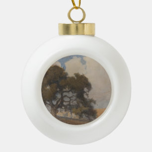 Eichenbaum (1910) – Majestätische Vintage-Aquarell Keramik Kugel-Ornament