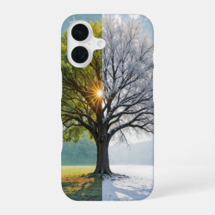 Eichenbaum in zwei Jahreszeiten iPhone 16 Hülle