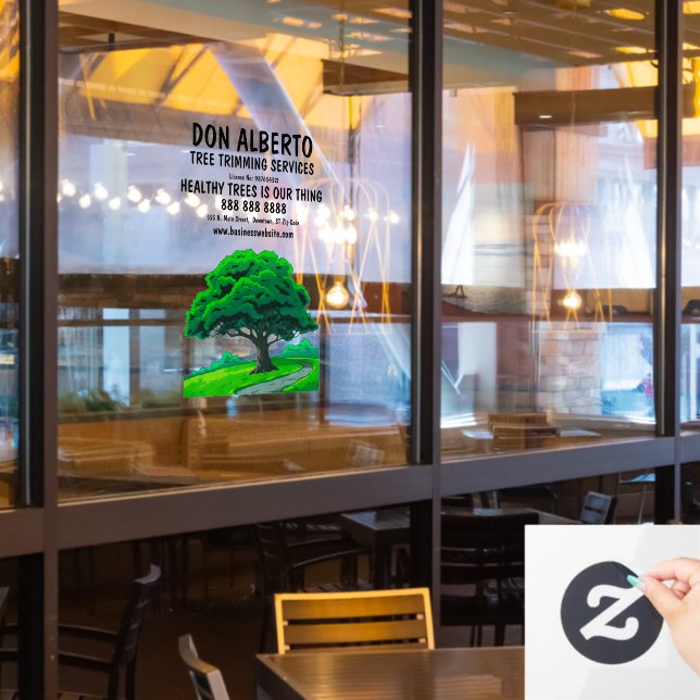 Eichenbaum-Logo | Maßgeschneiderter Baumschnitt-Se Fensteraufkleber (Restaurantfenster)