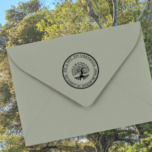 Eichenbaum Rustikale Grenzadresse Natur und Wirtsc Gummistempel