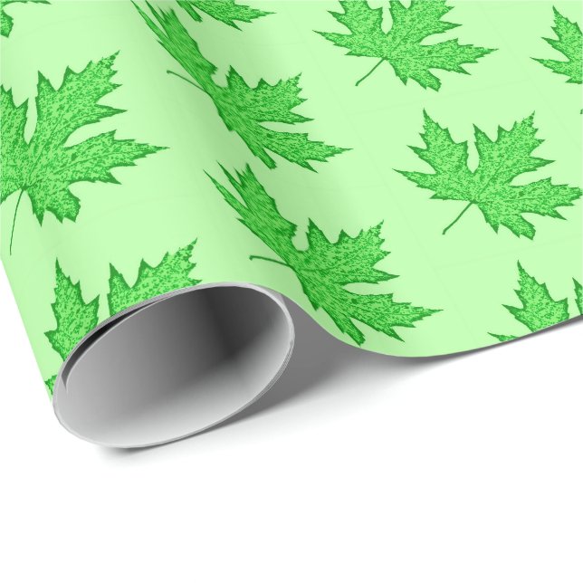 Eichenblatt - grüne Farbtöne Geschenkpapier (Rolleneckpunkt)