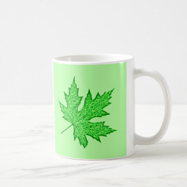 Eichenblatt - grüne Farbtöne Kaffeetasse (Rechts)