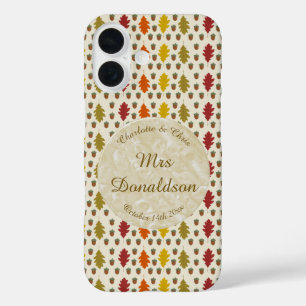 Eichenblätter und Eicheln fallen Herbst-Hochzeit B iPhone 16 Hülle