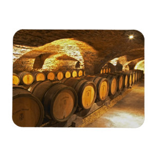 Eichenfässern im Keller der Domaine Comte Magnet