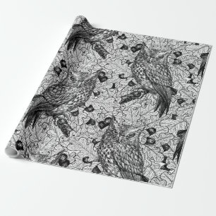Eichenwälder, schwarz-weiß geschenkpapier
