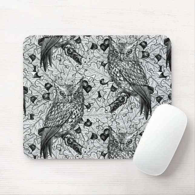 Eichenwälder, schwarz-weiß mousepad (Mit Mouse)