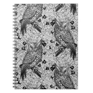 Eichenwälder, schwarz-weiß notizblock