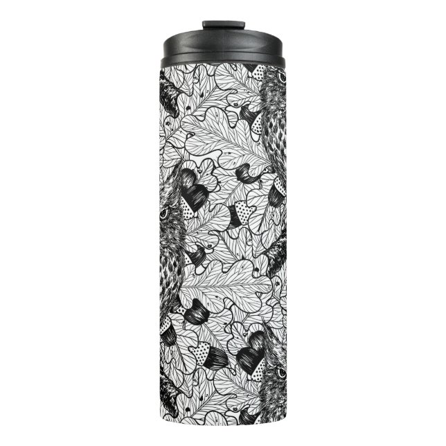 Eichenwälder, schwarz-weiß thermosbecher (Vorderseite)