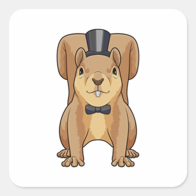 Eichhörnchen als Grobhirte mit Anzug Quadratischer Aufkleber (Vorderseite)