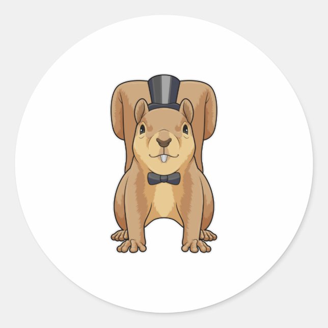 Eichhörnchen als Grobhirte mit Anzug Runder Aufkleber (Vorderseite)