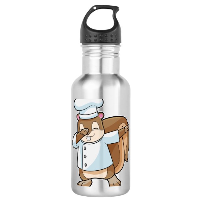 Eichhörnchen als Koch mit Kochen Schürze Edelstahlflasche (Vorderseite)