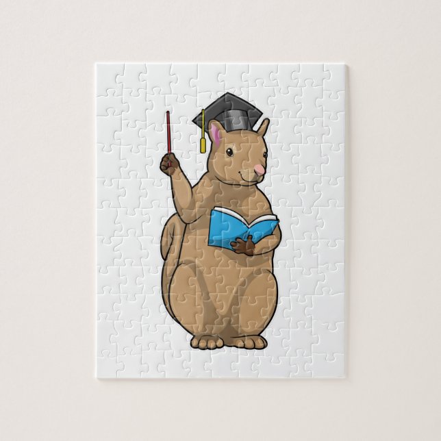 Eichhörnchen als Lehrerin mit Buch (Vertikal)