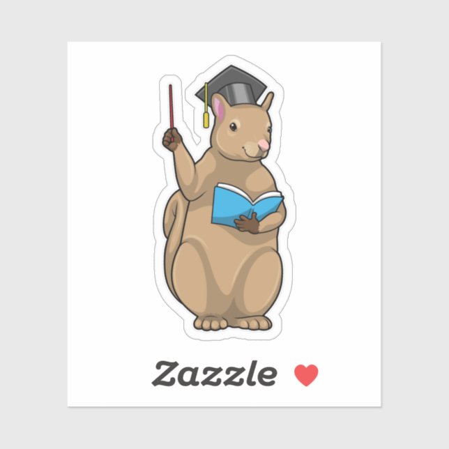 Eichhörnchen als Lehrerin mit Buch Aufkleber (Blatt)