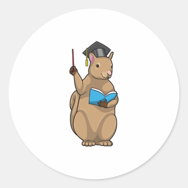 Eichhörnchen als Lehrerin mit Buch Runder Aufkleber (Vorderseite)
