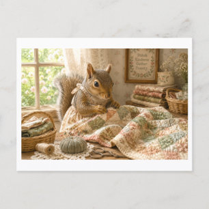 Eichhörnchen als Quilter Postkarte
