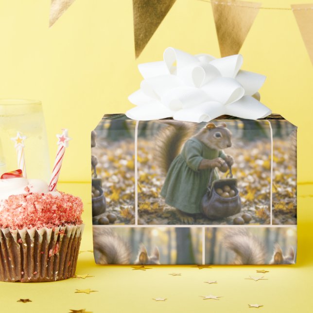 Eichhörnchen-Ansammlung nackt in ihrer Tasche Geschenkpapier (Geburtstagsparty)