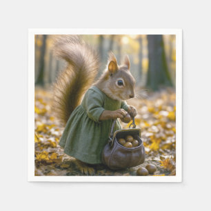 Eichhörnchen-Ansammlung nackt in ihrer Tasche Serviette