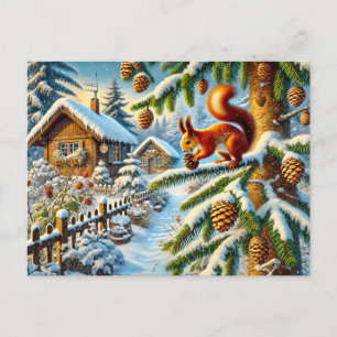 Eichhörnchen Ansammlung Pine Cones Postkarte