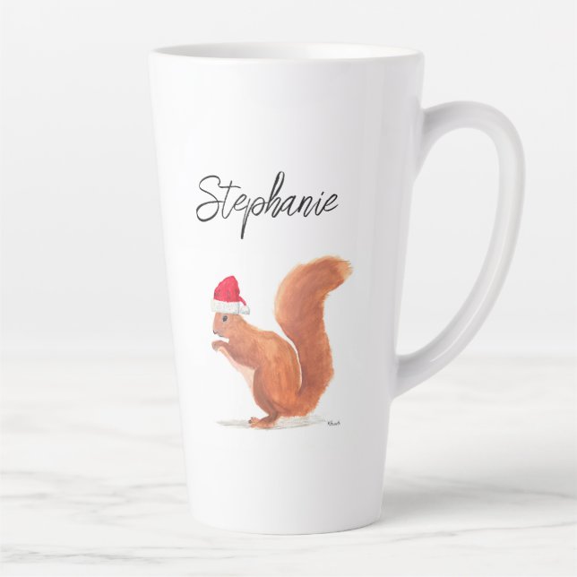 Eichhörnchen Aquarelltier Weihnachten Milchtasse (Rechts)