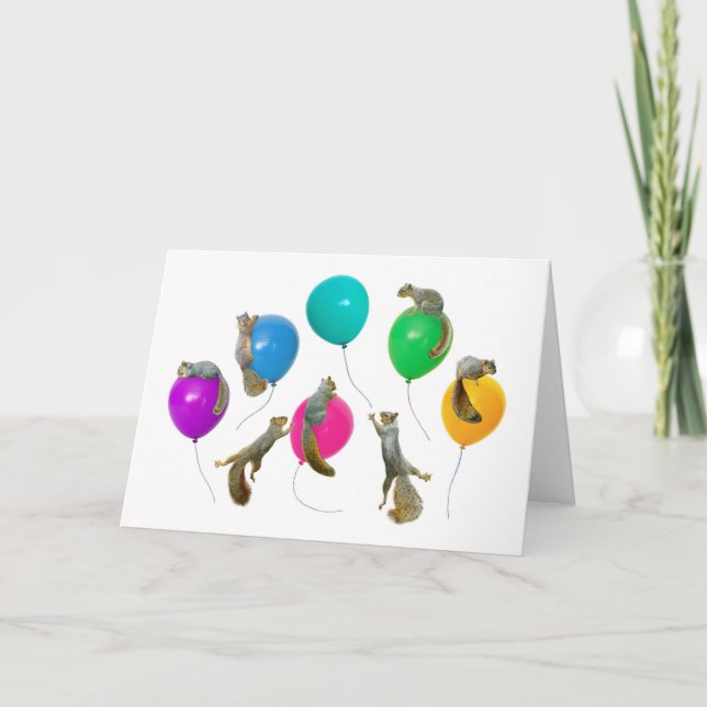 Eichhörnchen auf Ballon-Karte Karte (Vorderseite)