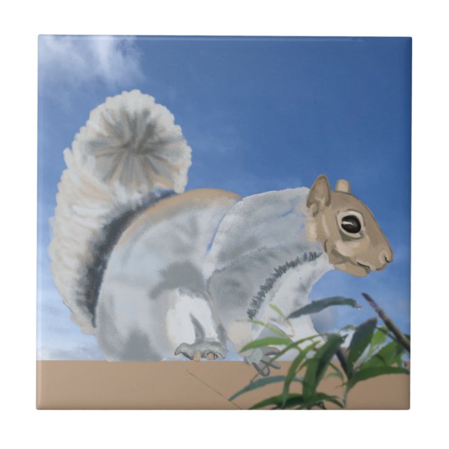 Eichhörnchen auf dem Land Keramik Tile Fliese (Vorderseite)
