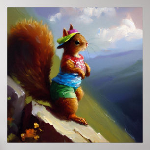 Eichhörnchen auf einem Berg Poster