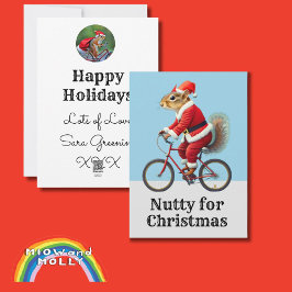 Eichhörnchen auf einem Fahrrad Weihnachtskarten Fa Feiertagskarte
