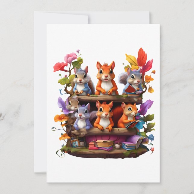 Eichhörnchen auf einem Holzbrett Einladung (Vorderseite)