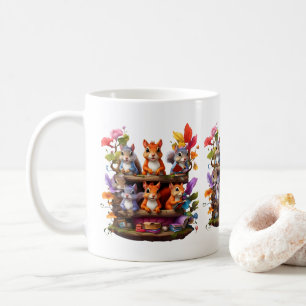 Eichhörnchen auf einem Holzbrett Kaffeetasse