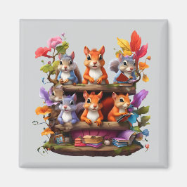 Eichhörnchen auf einem Holzbrett Magnet