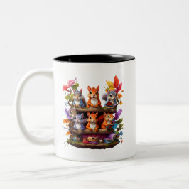 Eichhörnchen auf einem Holzbrett Zweifarbige Tasse