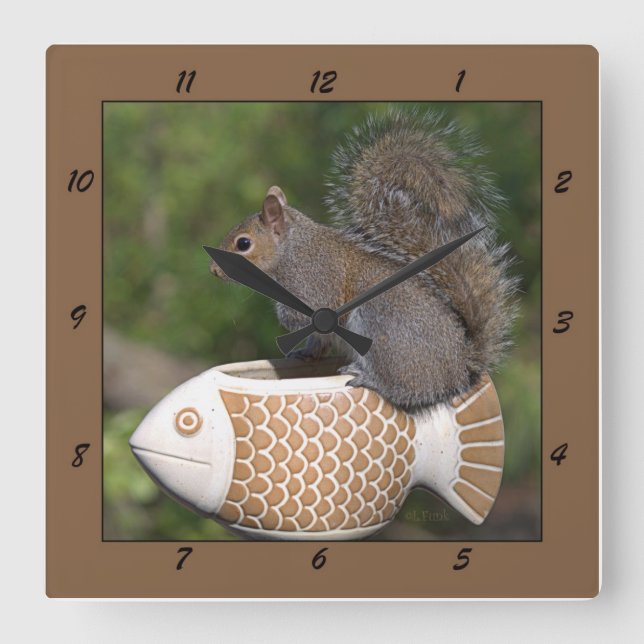 Eichhörnchen auf Fischen - Uhr (Vorderseite)
