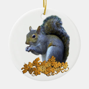 Eichhörnchen auf goldenem Blätter Keramik Ornament