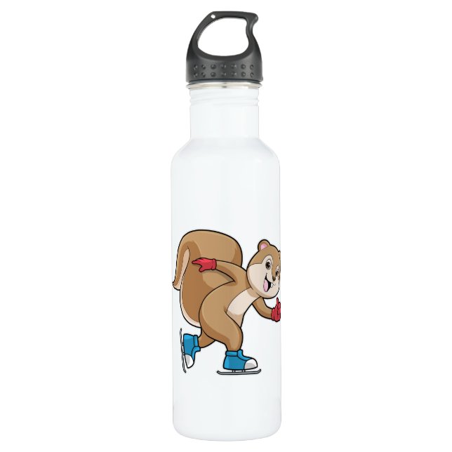 Eichhörnchen auf Ice-Skaten mit Ice-Skaten Edelstahlflasche (Vorderseite)