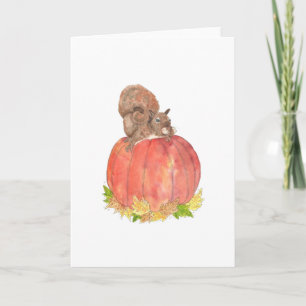 Eichhörnchen auf Kürbis Herbst Karte