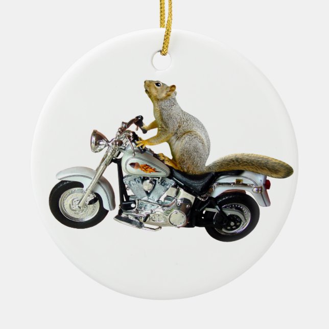 Eichhörnchen auf Motorrad Keramik Ornament (Vorne)
