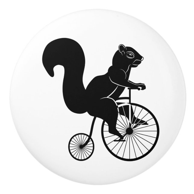 Eichhörnchen auf Vintagem Fahrrad Keramikknauf (Vorderseite)