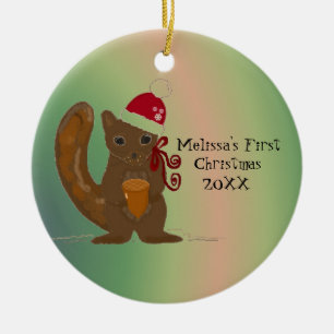 Eichhörnchen Baby erstes Weihnachten Keramik Ornament