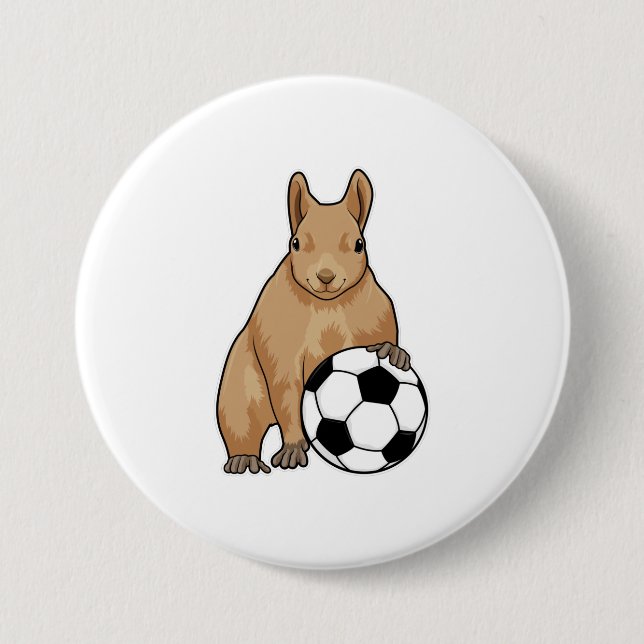 Eichhörnchen beim Fußball-Sport Button (Vorderseite)