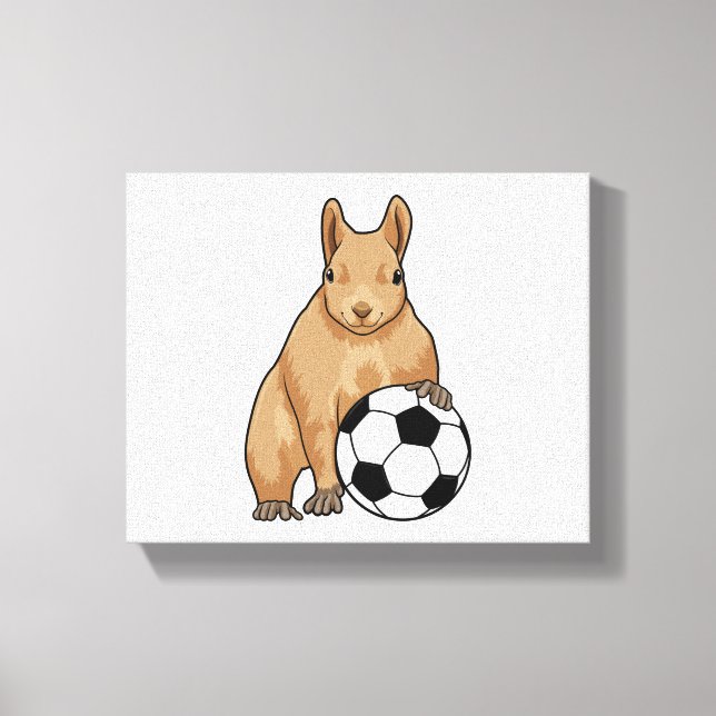Eichhörnchen beim Fußball-Sport Leinwanddruck (Vorderseite)