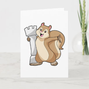 Eichhörnchen beim Schachspiel mit Schachfigur Köni Karte